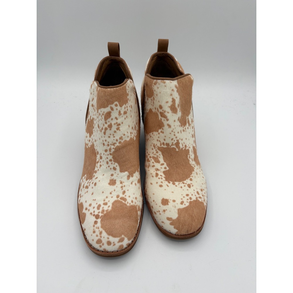 Sofft Women Cow Print Calf Hair Wedge Ankle Booties SF00518 Tan Cream 8.5M